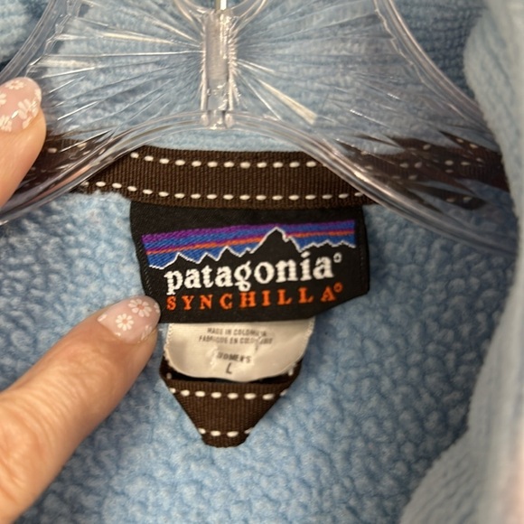 Patagonia Synchilla Women’s Full Zip Light Blue Jacket size Large - Picture 6 of 11